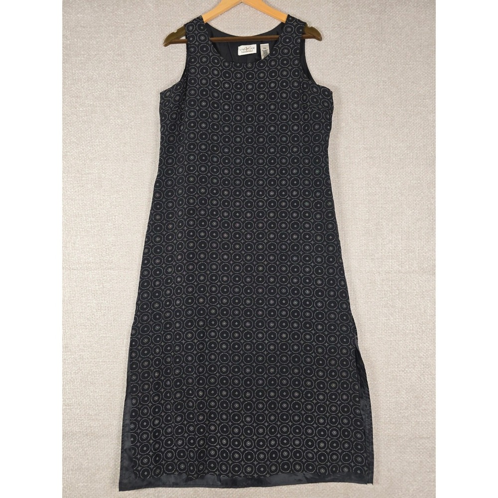 Villager Petiteβ Liz Claiborne Black White Geometric Maxi Dress PXL Sleeveless